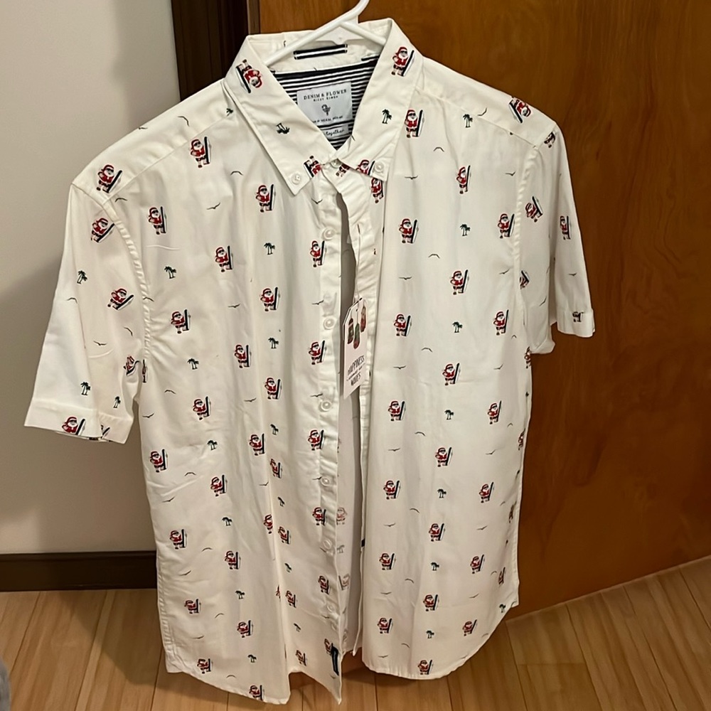 Brand New Santa Shirt with Tags - Denim and Flower